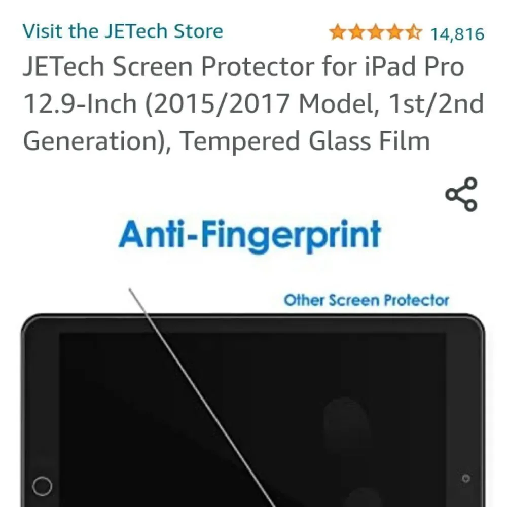 JETech Screen Protector for iPad Pro 12.9-Inch (2015/2017 Model, 1st/2nd Generat